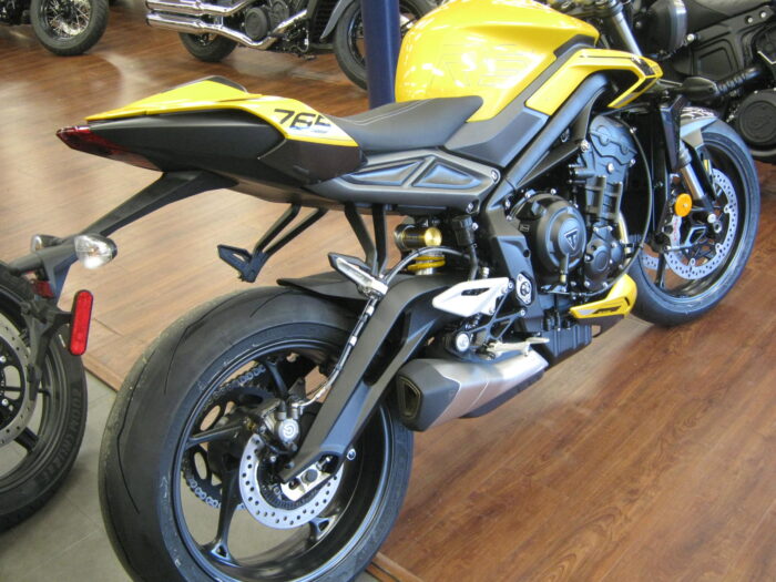 2024 Triumph Street Triple 765 RS in Cosmic Yellow at Chesapeake Cycles in Annapolis, Maryland