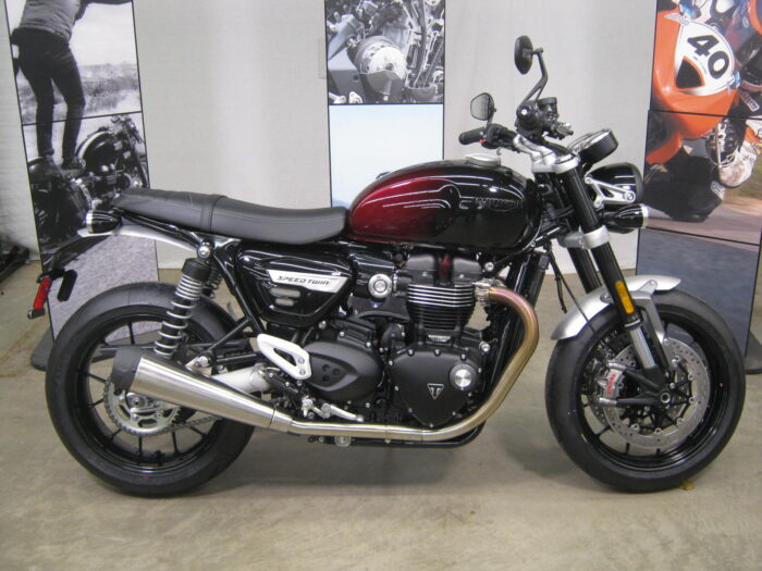 2024 Triumph Speed Twin 1200 Stealth Edition Phantom Red & Silver Red at Chesapeake Cycles