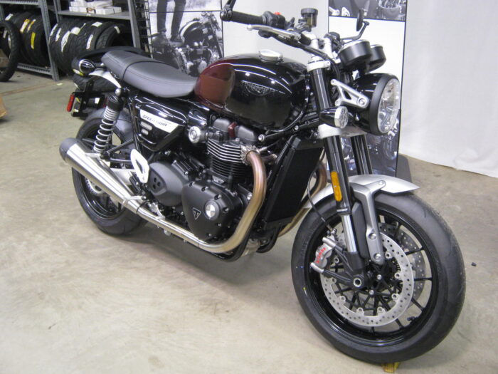 2024 Triumph Speed Twin 1200 Stealth Edition Phantom Red & Silver Red at Chesapeake Cycles