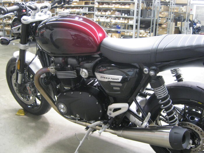 2024 Triumph Speed Twin 1200 Stealth Edition Phantom Red & Silver Red at Chesapeake Cycles