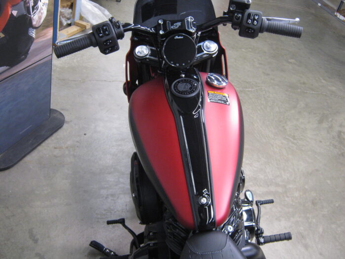 Tank View of 2024 Indian Sport Chief in Sunset Red Smoke at Chesapeake Cycles in Annapolis Maryland