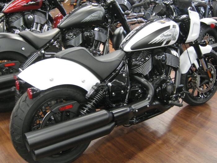 Right Side View of 2024 Indian Sport Chief in Ghost White Metallic Smoke at Chesapeake Cycles in Annapolis Maryland