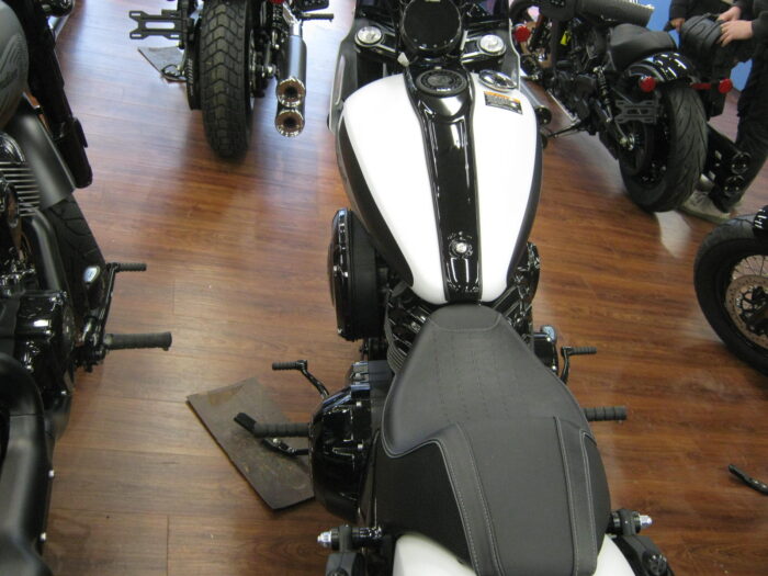 Tank View of 2024 Indian Sport Chief in Ghost White Metallic Smoke at Chesapeake Cycles in Annapolis Maryland