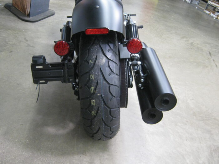 Back View 2024 Indian Chief Bobber Dark Horse in Black Smoke at Chesapeake Cycles in Annapolis Maryland