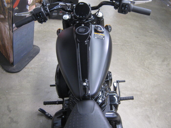 Tank View 2024 Indian Chief Bobber Dark Horse in Black Smoke at Chesapeake Cycles in Annapolis Maryland