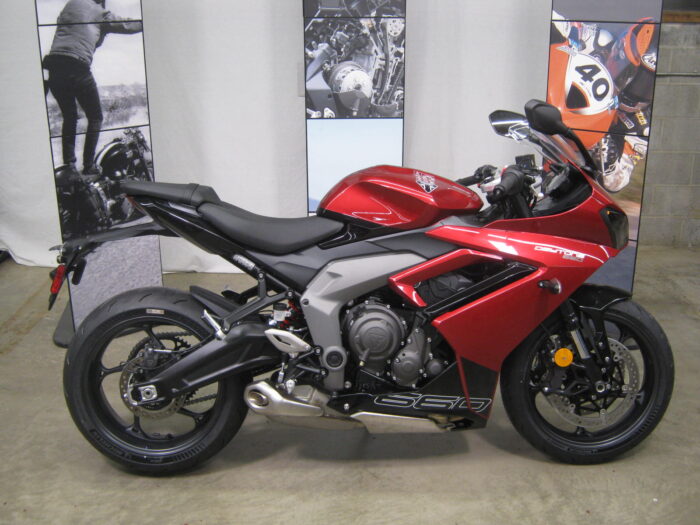 2025 Triumph Daytona 660 in Carnival Red and Sapphire Black at Chesapeake Cycles in Annapolis MD