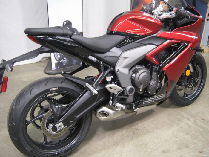 2025 Triumph Daytona 660 in Carnival Red and Sapphire Black at Chesapeake Cycles in Annapolis MD