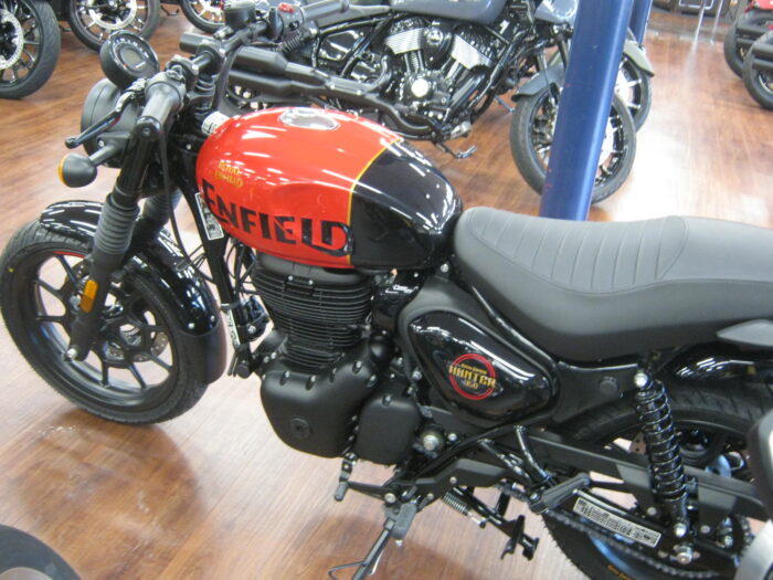 right side of 2024 Royal Enfield Hunter 350 in Rebel Red